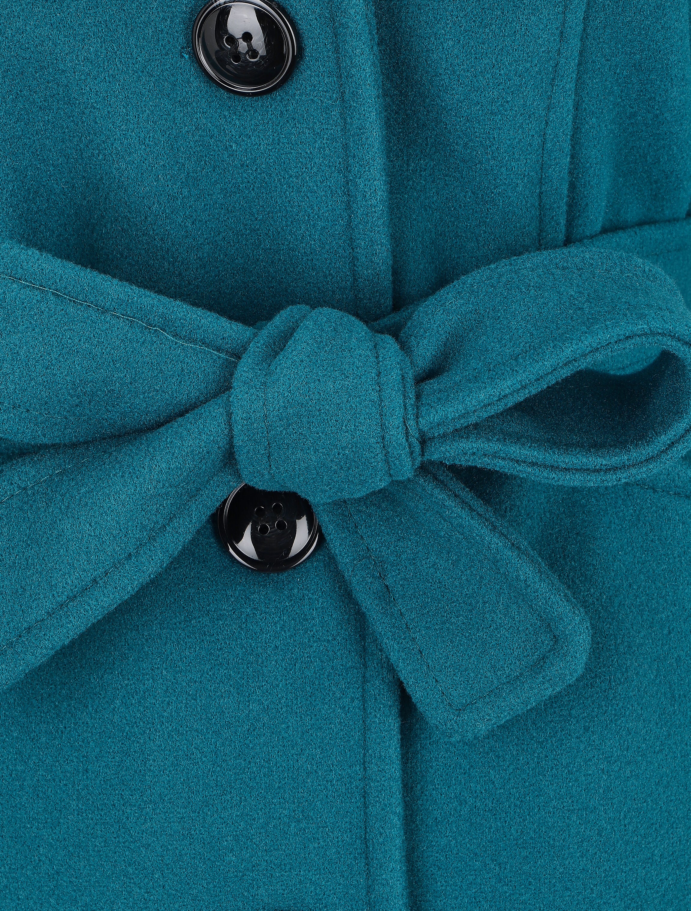 Manteau long à capuche uni - Bleu canard - 3