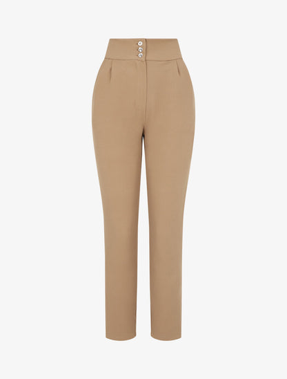 Pantalon classique coupe droite - Beige - 4