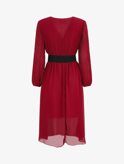 Robe longue à buste plissé - Bordeaux - 2