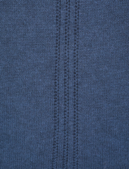 Pull fin uni à col montant - Bleu - 3