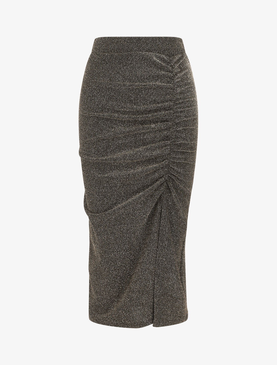 Jupe longue fendue pailletée - Or - 4