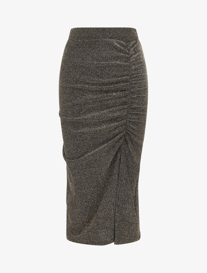 Jupe longue fendue pailletée - Or - 4