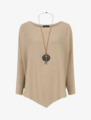 Pull ample uni en V - Beige - 1