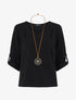 Pull ample uni col V - Noir - 5
