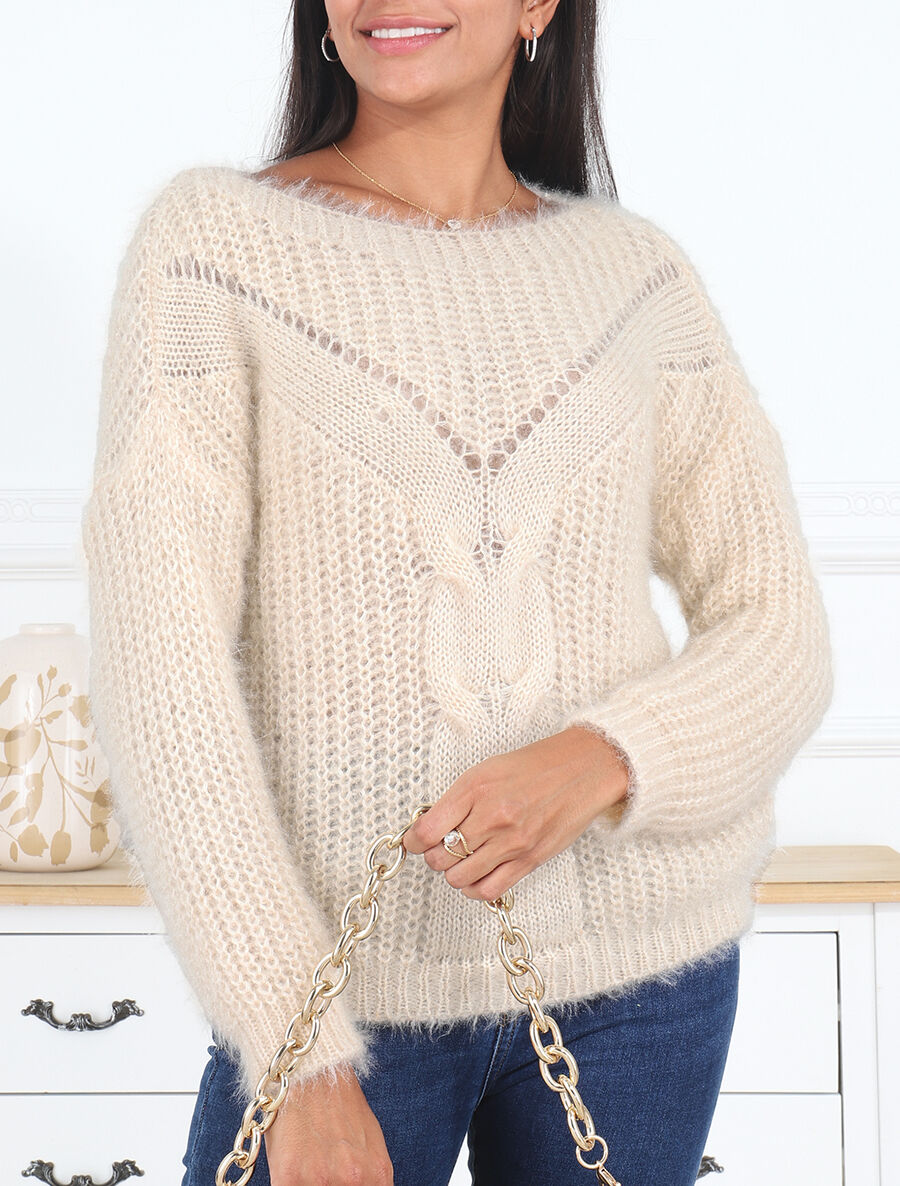 Pull uni duveteux - Beige - 3