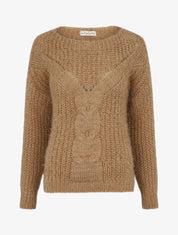 Pull uni duveteux - Camel - 1
