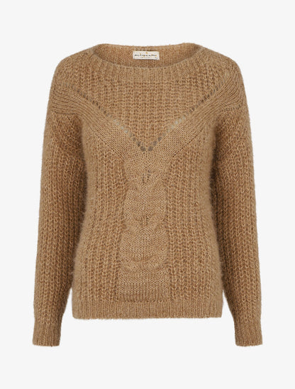 Pull uni duveteux - Camel - 1