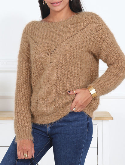 Pull uni duveteux - Camel - 4