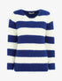 Pull duveteux à rayures et col V - Bleu roi - 1