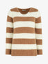 Pull duveteux à rayures et col V - Camel - 1