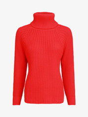 Pull en maille uni à col roulé - Rouge - 1