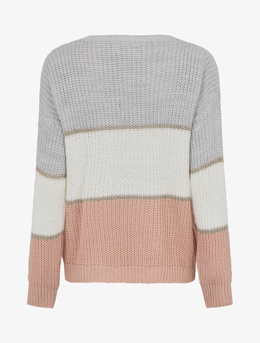 Pull à motif rayé irisé - Rose - 2