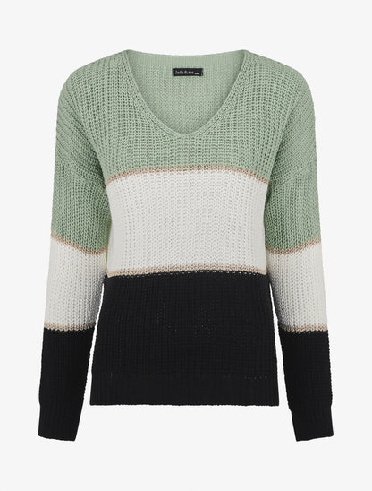 Pull à motif rayé irisé - Vert d&
