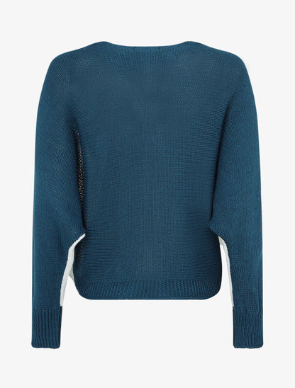 Pull motif V irisé - Bleu canard - 2