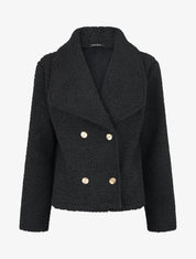 Manteau court en maille bouclette - Noir - 4