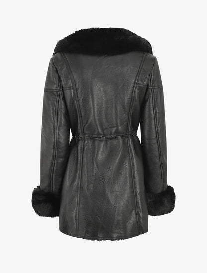 Manteau en simili et fourrure synthétique - Noir - 2