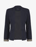 Blazer uni à revers imprimé grec - Marine - 4