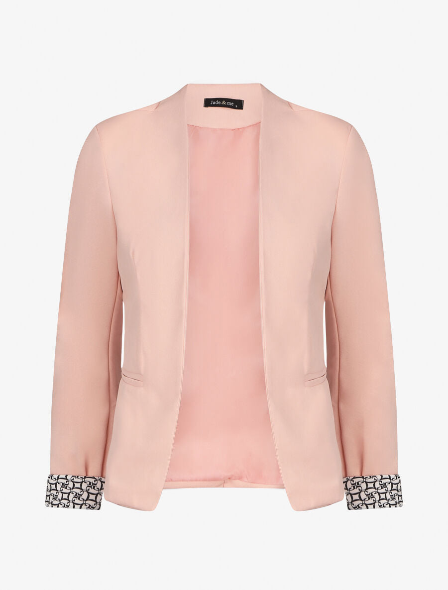 Blazer uni à revers imprimé alphabet - Rose - 5