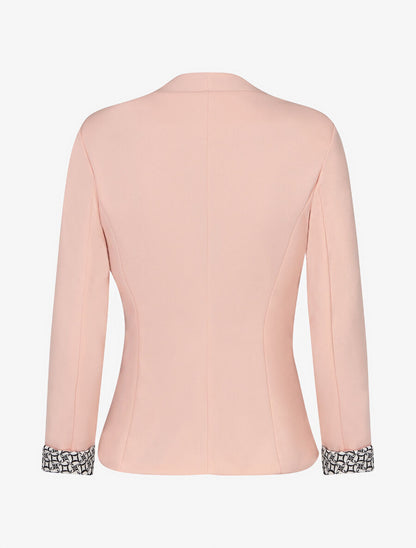 Blazer uni à revers imprimé alphabet - Rose - 2