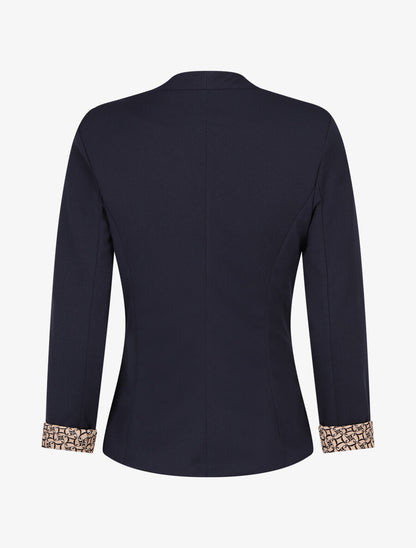 Blazer uni à revers imprimé alphabet - Marine - 2