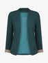 Blazer uni à revers imprimé alphabet - Bleu canard - 1