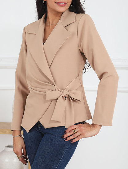 Blazer uni à nouer - Camel - 4