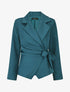 Blazer uni à nouer - Bleu canard - 1