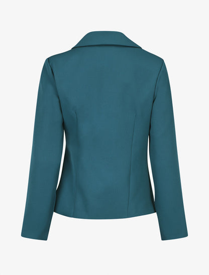 Blazer uni à nouer - Bleu canard - 2