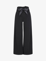 Pantalon ample à taille haute froncée - Noir - 1