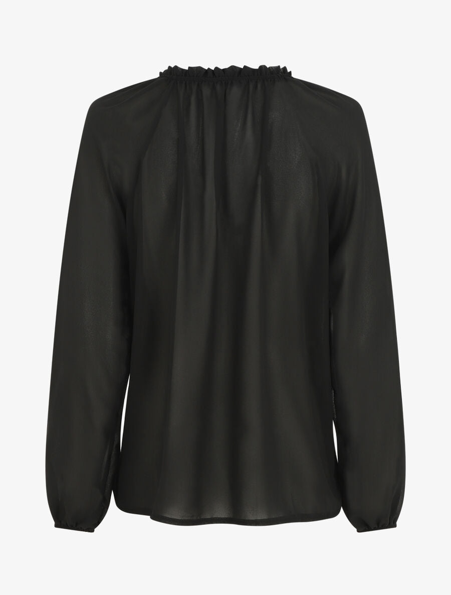 Blouse ample unie manches longues - Noir - 2