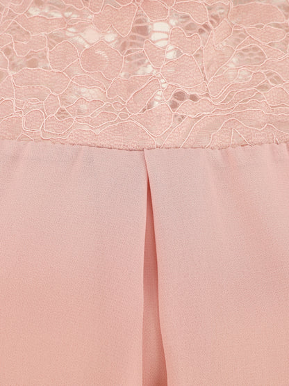 Top sans manches à épaules en dentelle - Rose - 3