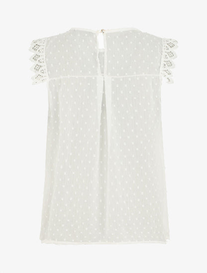 Top plumetis sans manches uni - Blanc - 2
