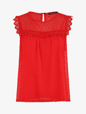 Top plumetis sans manches uni - Rouge - 5