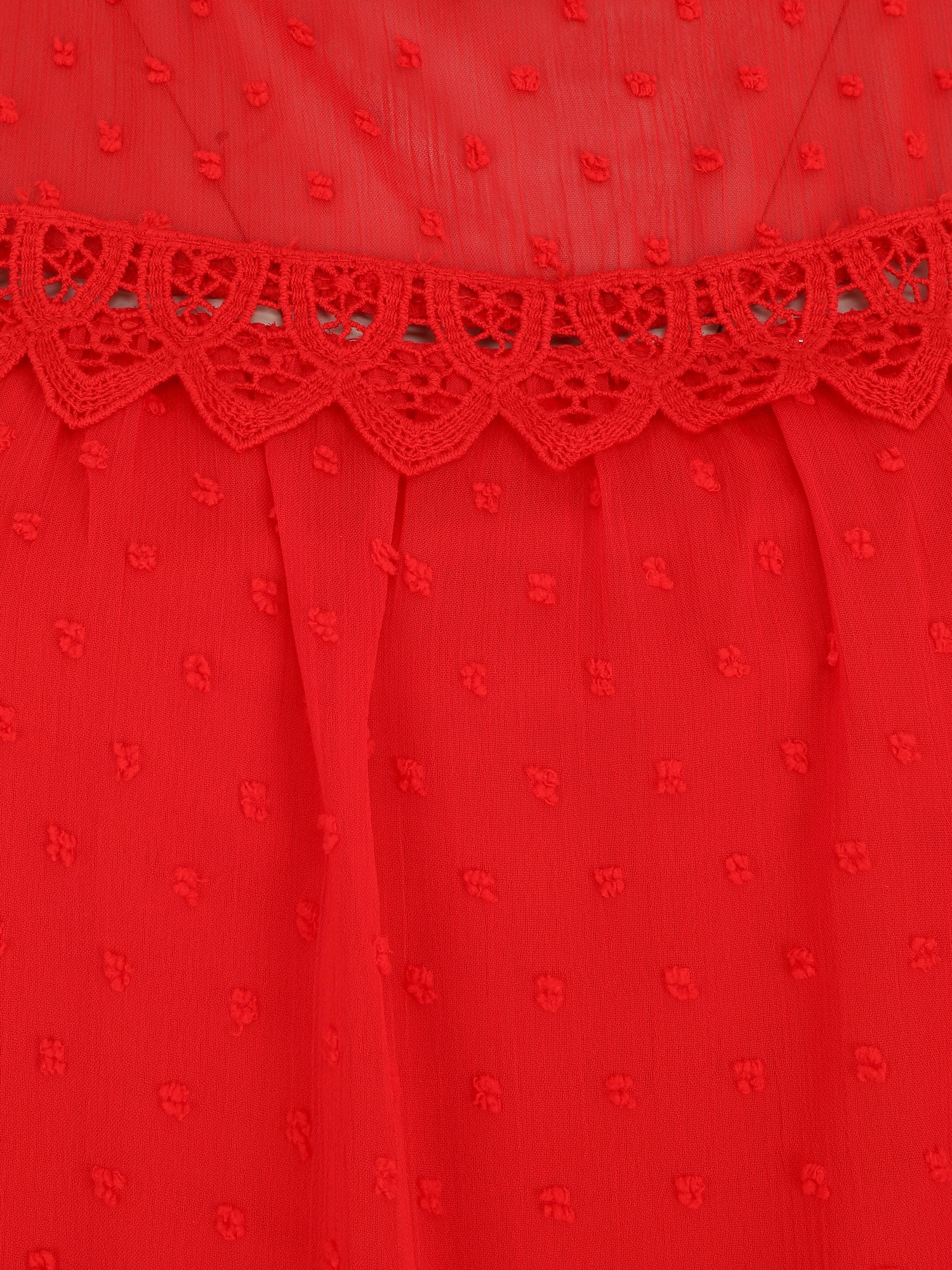 Top plumetis sans manches uni - Rouge - 3