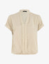 Top en plumetis à manches courtes et col V - Beige - 1