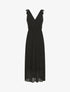 Robe longue unie plissée col cache-coeur - Noir - 1