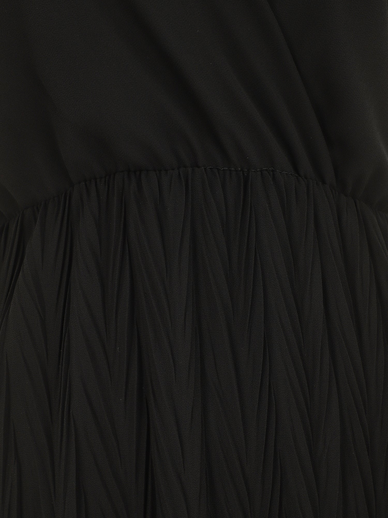 Robe longue unie plissée col cache-coeur - Noir - 3
