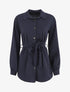Chemise unie ceinturée oversize - Marine - 1