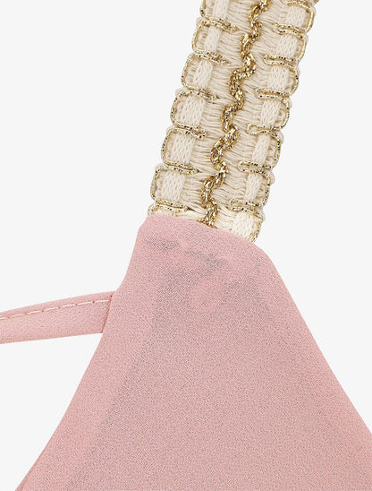 Top en voile à bretelles crochet - Rose - 3