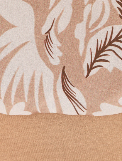 Blouse en voile à imprimé feuilles - Camel - 3