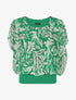 Blouse en voile à imprimé feuilles - Kaki - 1