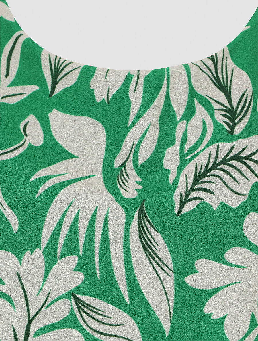 Blouse en voile à imprimé feuilles - Kaki - 3