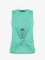 Top sans manches avec noeud - Turquoise - 1