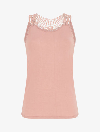 Top uni à détail broderies - Rose - 1