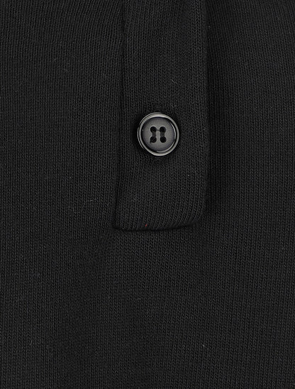 Pull uni fin à manches retroussables - Noir - 3