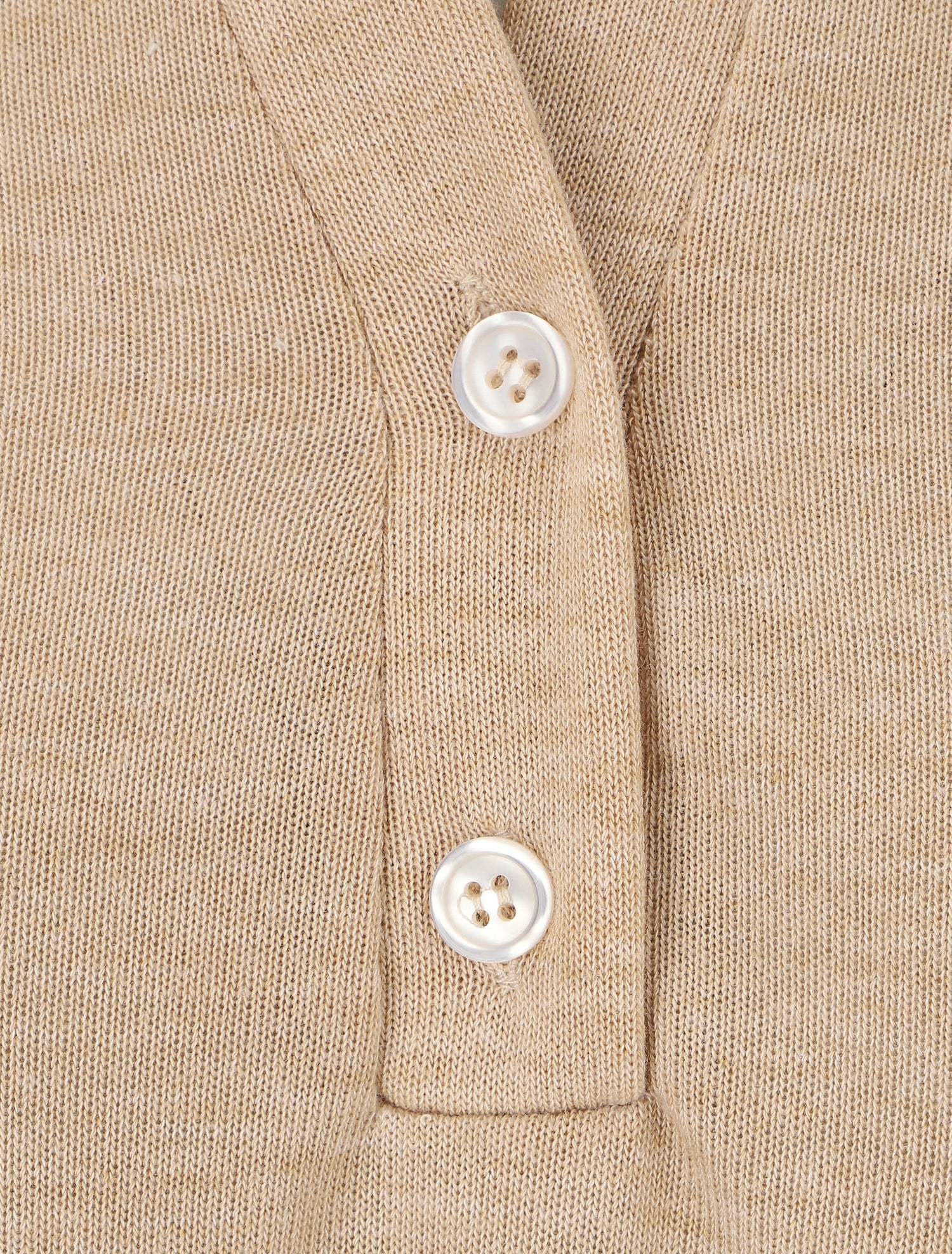 Pull uni fin à manches retroussables - Beige - 3