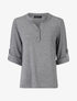 Pull uni fin à manches retroussables - Gris - 1