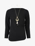 Pull fin asymétrique à col bateau - Noir - 5
