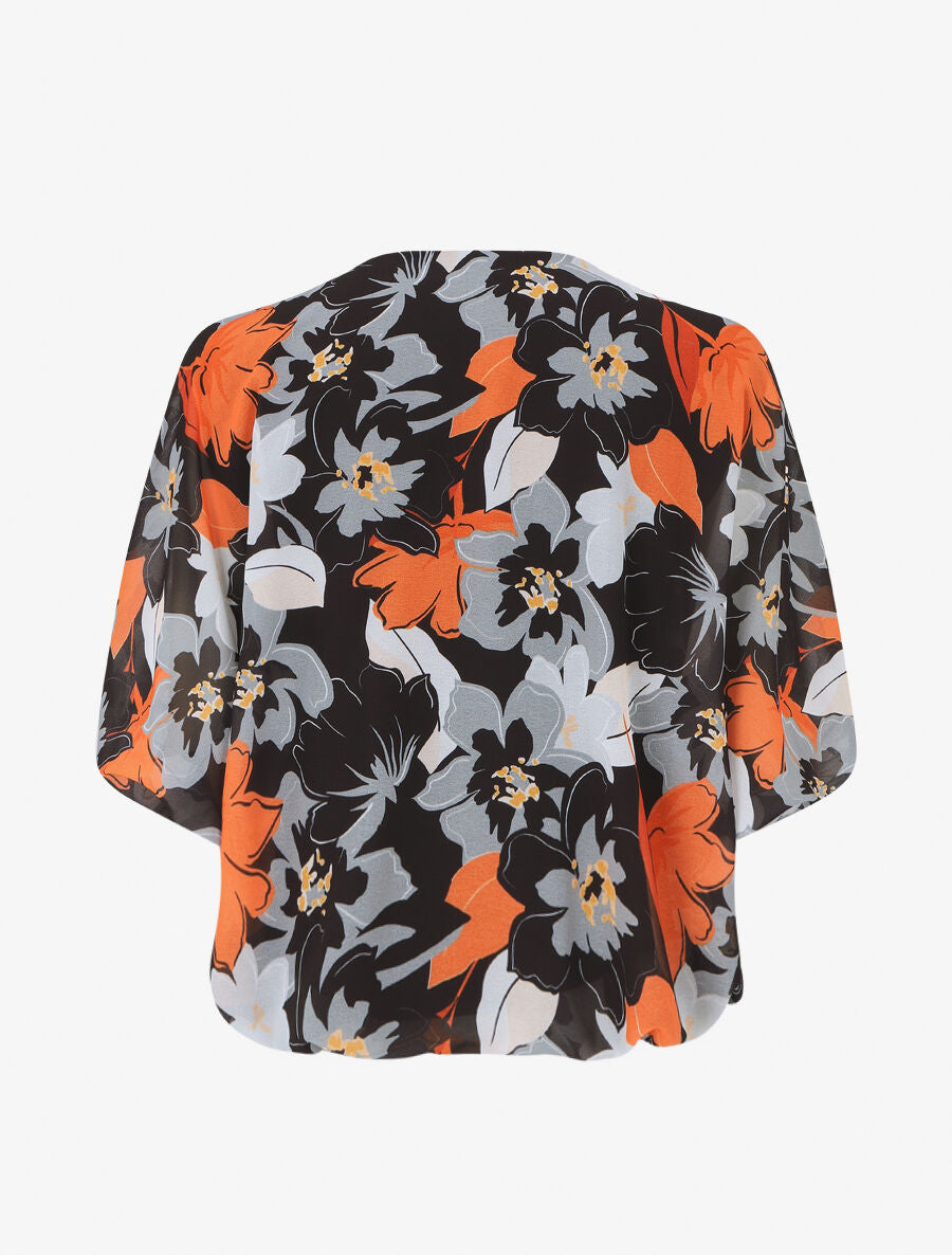 Blouse en voile à imprimé fleuri - Noir - 2