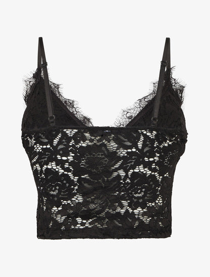 Crop top en dentelle ajourée - Noir - 2